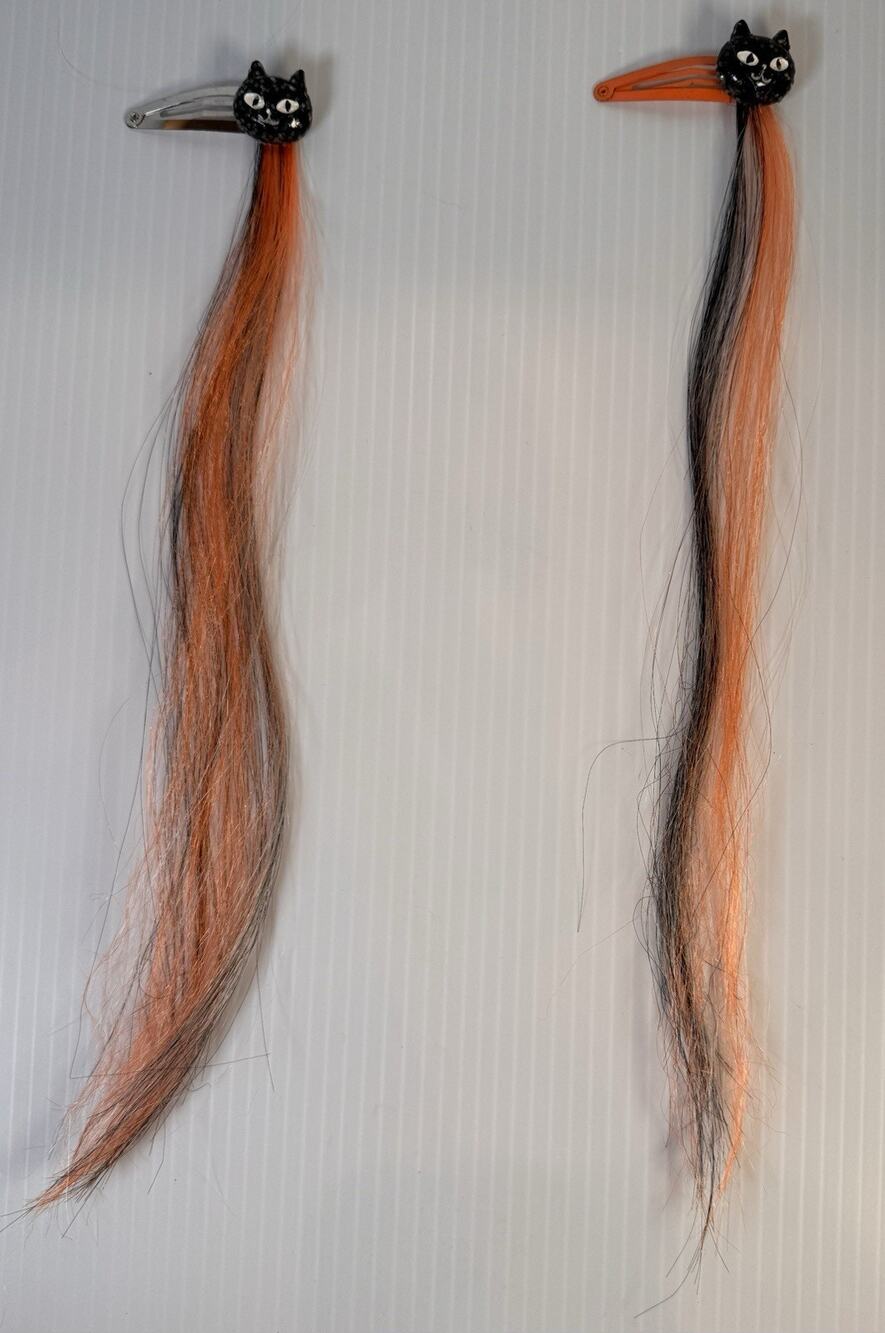 Halloween Black Cat Alligator Hair Clips Synthetic Orange Extension Kids Girls